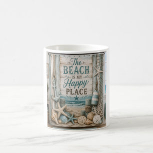 The Beach Is My Happy Place Coastal Coffee Mug