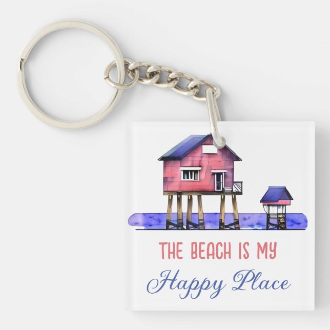 The Beach is my Happy Place Key Ring (Front)