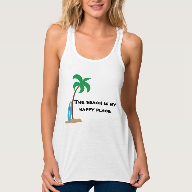 The beach is my happy place singlet (Front)