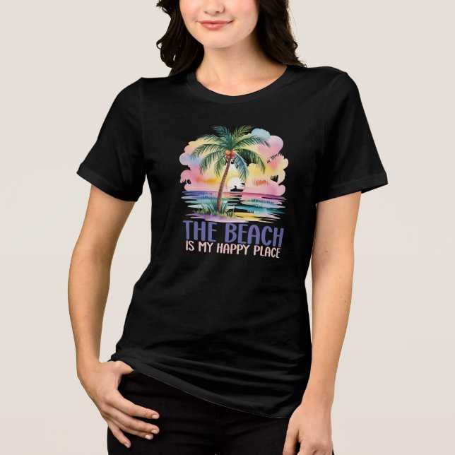 The Beach is My Happy Place Tri-Blend Shirt (Front)