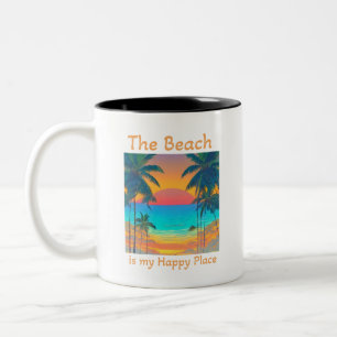 The Beach is my Happy Place Two-Tone Coffee Mug