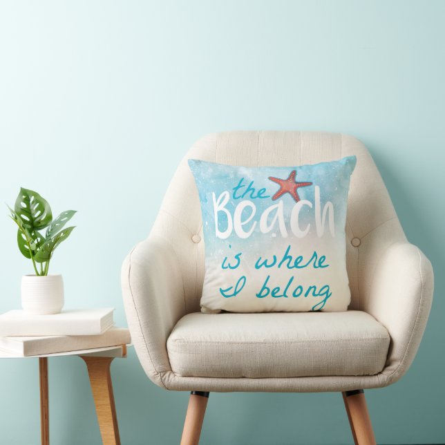 The Beach Is Where I Belong Quote Cushion (Chair)