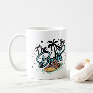The Beach Time, Surfing On Beach Coffee Mug