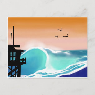 The Beach Tower and Surf Postcard