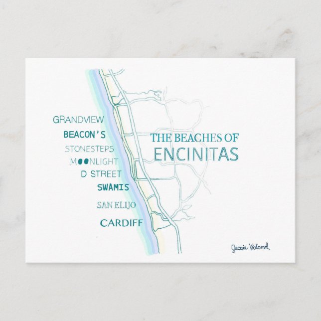 The Beaches of Encinitas Tote Bag - San Diego Postcard (Front)