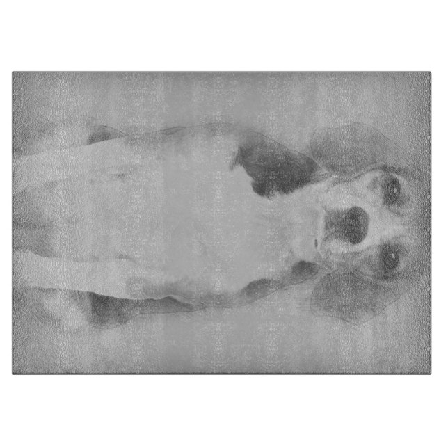 The Beagle Dog Is Drawn With A Pencil Cutting Board (Front)