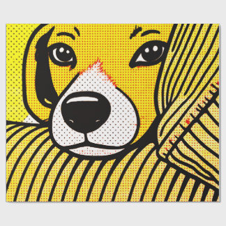 The beagle's head rested on the armrest. wrapping paper