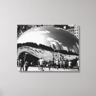 The Bean   Chicago in Black and White Landscape Canvas Print