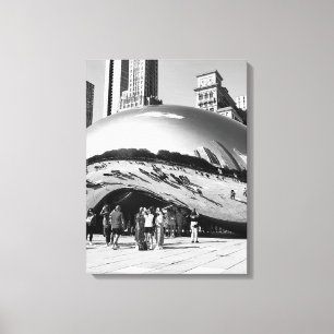 The Bean   Chicago in Black and White Portrait Canvas Print