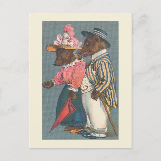 "The Bear Couple" Vintage Postcard (Front)