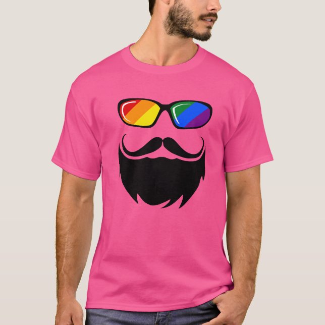 The Bear Geek's Rainbow LGBT Pride Beard Tee (Front)