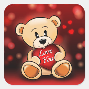 The bear loves you square sticker