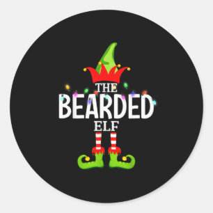 The Bearded Elf Christmas Matching Pajamas Classic Round Sticker