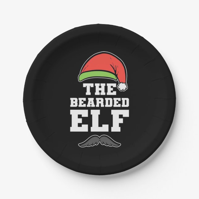 The Bearded Elf Christmas Paper Plate (Front)