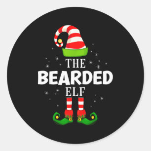 The Bearded Elf Christmas Pjs Matching Pajama Classic Round Sticker