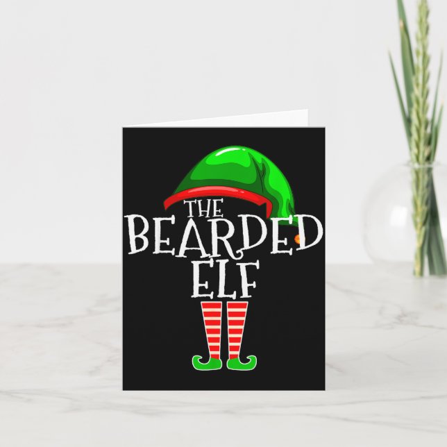 The Bearded Elf Family Matching Group Christmas Be Card (Front)