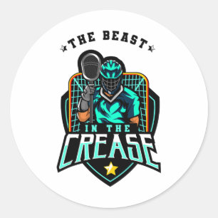 The Beast In The Crease Lacrosse Goalkeeper Classic Round Sticker