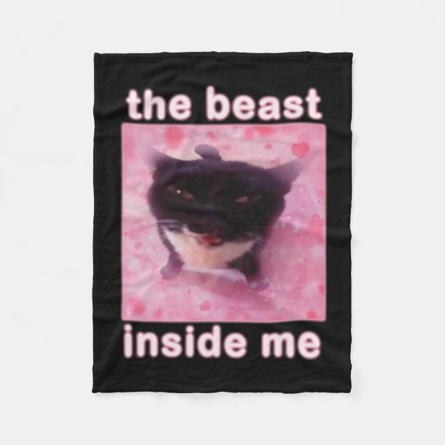 The Beast Inside Me Cat Funny  Fleece Blanket (Front)
