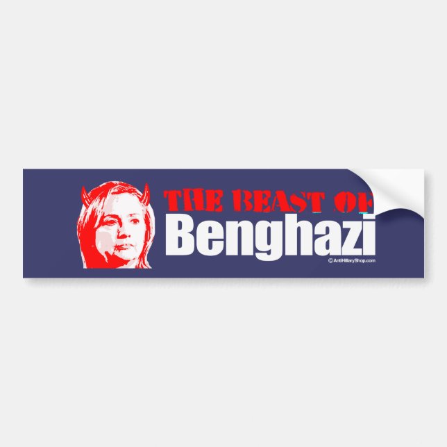The Beast of Benghazi - Anti-Hillary - white - .pn Bumper Sticker (Front)