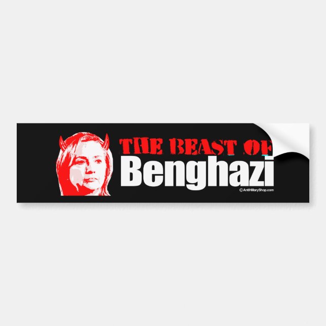 The Beast of Benghazi - Anti-Hillary - white - .pn Bumper Sticker (Front)
