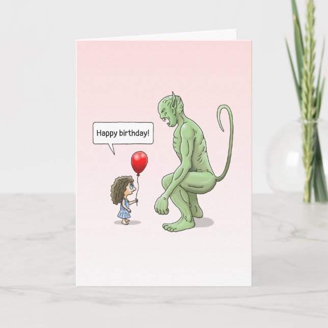 The Beast's Red Birthday Balloon Card (Front)