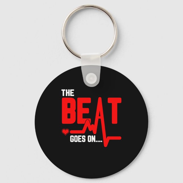 The Beat Goes On Heart Surgery Survivor Heartbeat Key Ring (Front)