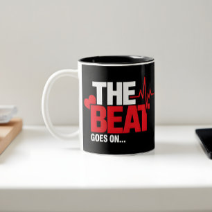 The Beat Goes On Heart Surgery Survivor Heartbeat Two-Tone Coffee Mug