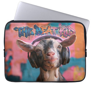 The Beat Kid - Cool Goat DJ with Headphones Laptop Sleeve