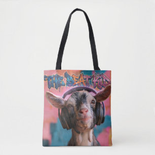 The Beat Kid - Cool Goat DJ with Headphones Tote Bag