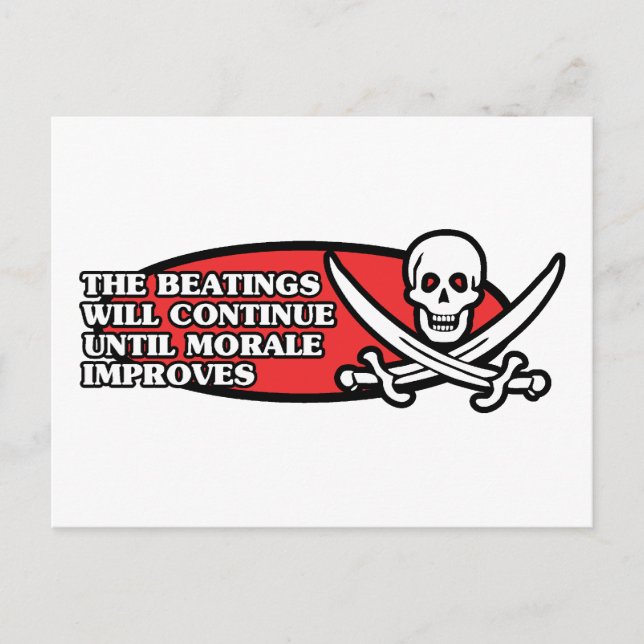 The Beatings Will Continue Until Morale Improves Postcard (Front)