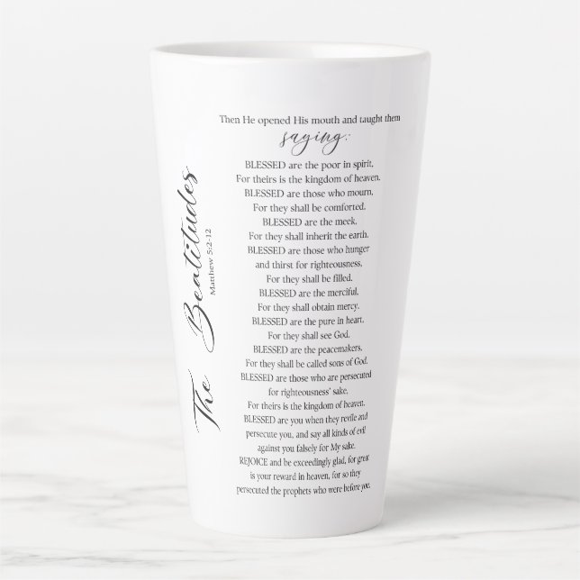 The Beatitudes Matthew 5:2-12 Bible Scripture Latte Mug (Front)
