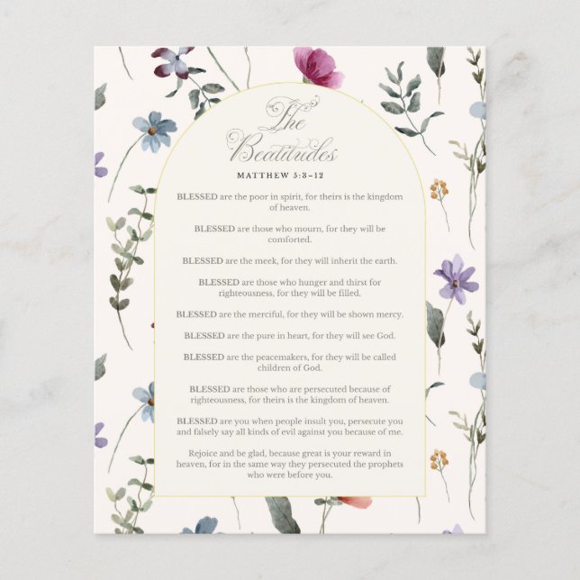 The Beatitudes Matthew 5:3–12 Floral Scripture Flyer (Front)
