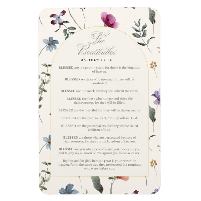 The Beatitudes Matthew 5:3–12 Floral Scripture Magnet (Vertical)