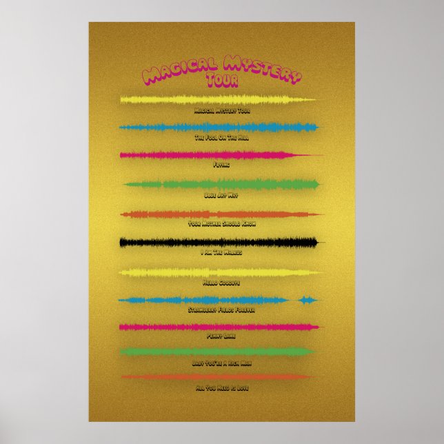 The Beatles Magical Mystery Tour Soundwave Art Poster (Front)