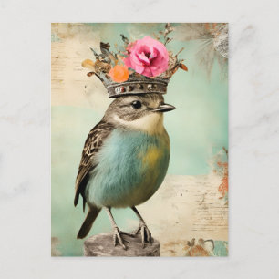 The Beautiful Bird in a Crown Collage Postcard