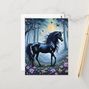 The beautiful black unicorn postcard