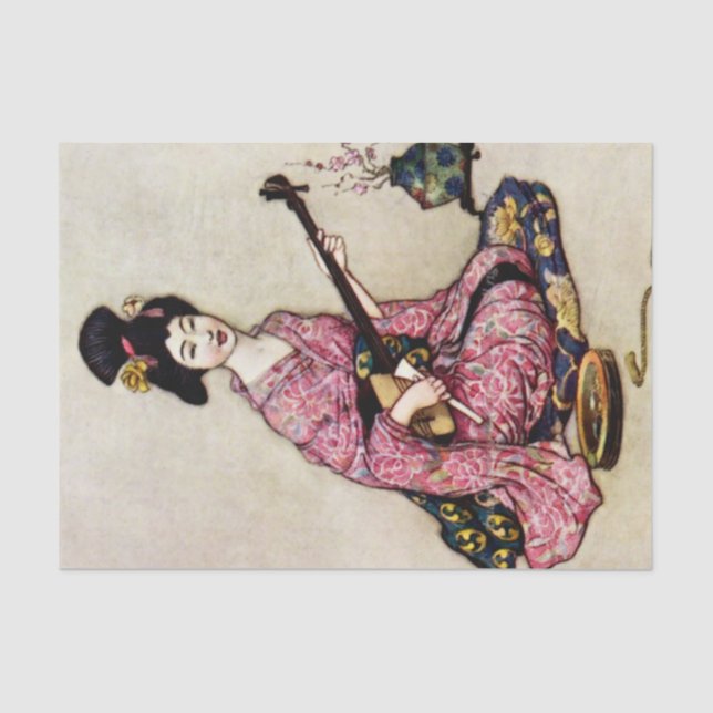 “The Beautiful Dancer of Yedo” by Warwick Goble Tissue Paper (Front)