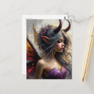 The Beautiful Fairy in Purple with Horns Postcard
