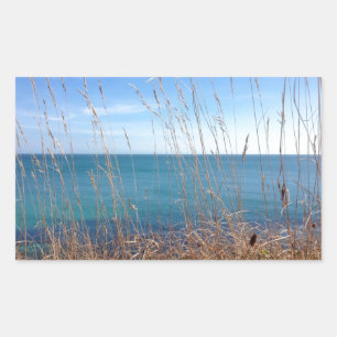The beautiful Grass and Sea Rectangular Sticker
