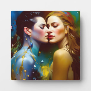 The Beautiful Lesbian Lovers Colourful Painting Plaque