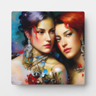 The Beautiful Lovers Colourful Painting Plaque