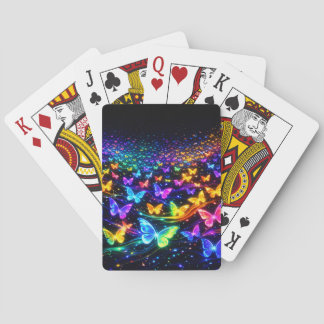 The beautiful neon butterfly design playing cards