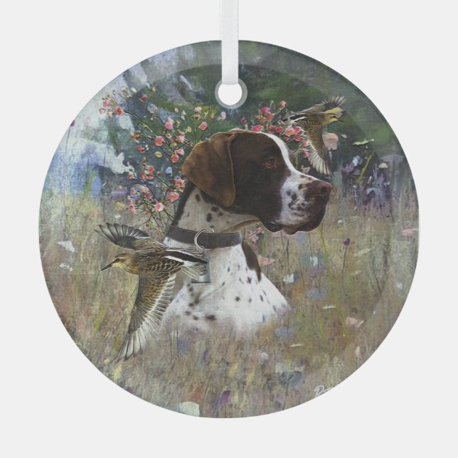 The beautiful pointer  glass tree decoration (Front)