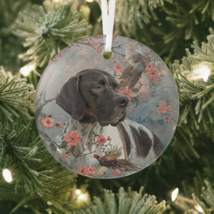 The beautiful pointer  glass tree decoration