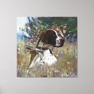 The beautiful pointer in the field  canvas print