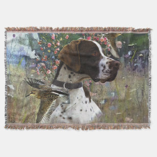 The beautiful pointer in the field  throw blanket