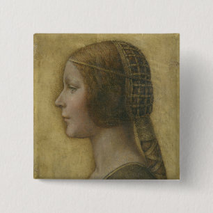 The Beautiful Princess (by Leonardo da Vinci) 15 Cm Square Badge