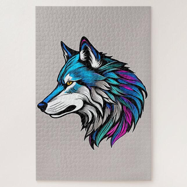 The beautiful profile of a wolf jigsaw puzzle (Vertical)