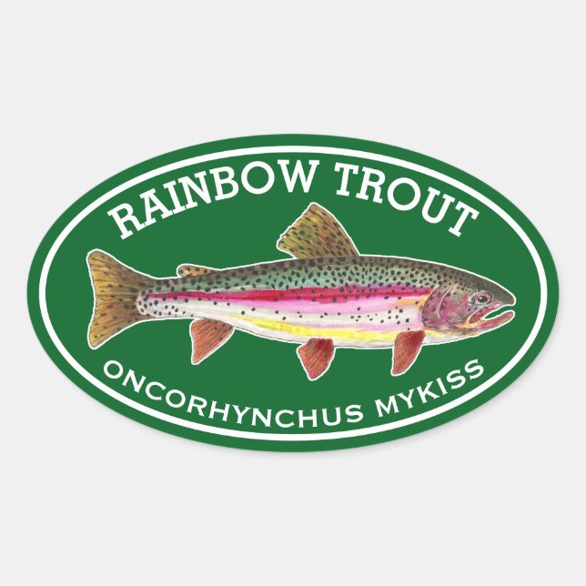 The Beautiful Rainbow Trout Oval Sticker (Front)