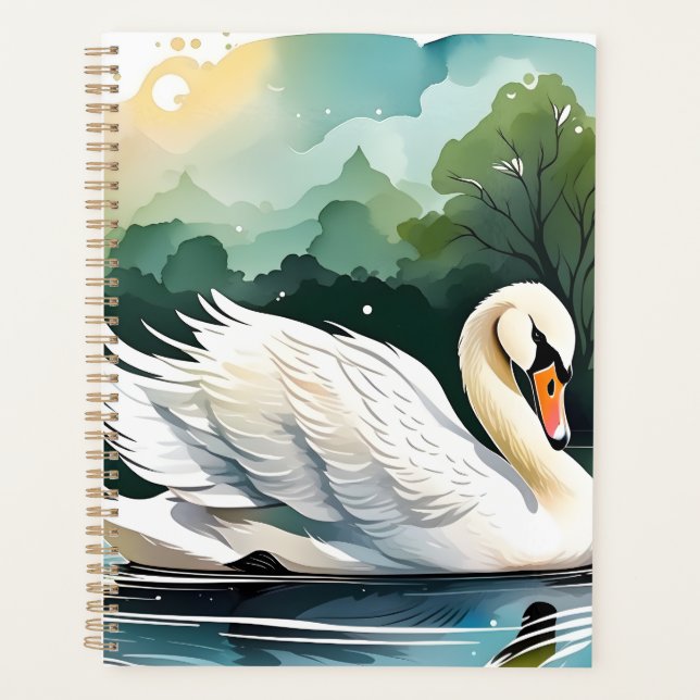 The beautiful swan on the lake is a sight to behol planner (Front)